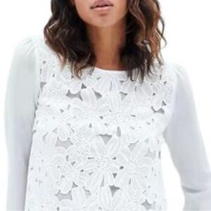 Gorgeous Off White Embroidered Floral Sheer Sleeve Blouse